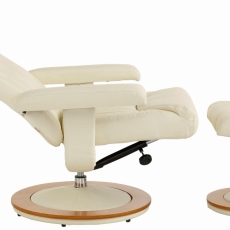 Relaxační křeslo s podnožkou Colma, syntetická kůže, krémová - 5