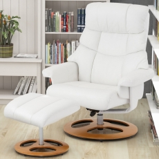 Relaxační křeslo s podnožkou Toul, syntetická kůže, bílá - 2