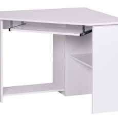 Rohový počítačový stůl s výsuvnou klávesnicí Roman, 103 cm, bílá - 1