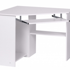 Rohový počítačový stůl s výsuvnou klávesnicí Roman, 103 cm, bílá - 7