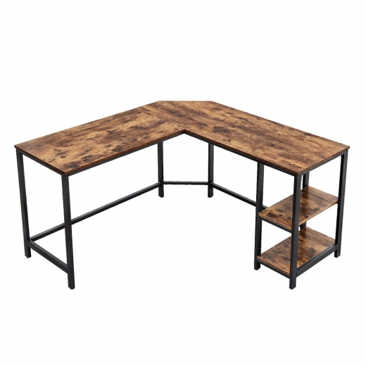 Rohový pracovní stůl Lera, 138 cm, hnědá / černá - 1