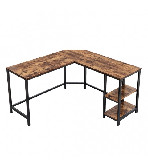 Rohový pracovní stůl Lera, 138 cm, hnědá / černá
