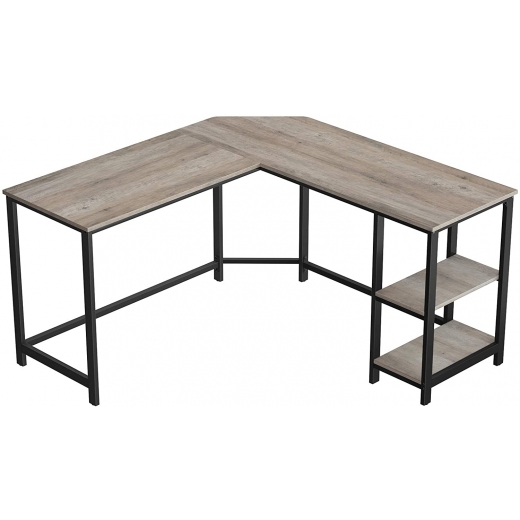 Rohový pracovný stôl Ivy, 138 cm, šedá / čierna - 1