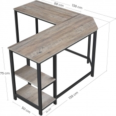 Rohový pracovný stôl Ivy, 138 cm, šedá / čierna - 2
