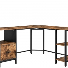 Rohový pracovný stôl Joan, 137 cm, hnedá / čierna - 1