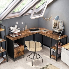 Rohový pracovný stôl Joan, 137 cm, hnedá / čierna - 4
