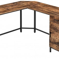 Rohový pracovný stôl Kirs, 137 cm, hnedá / čierna - 1