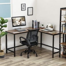 Rohový pracovný stôl Lera, 135 cm, hnedá/čierna - 3