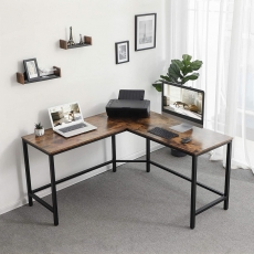Rohový pracovný stôl Lera, 135 cm, hnedá/čierna - 4