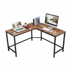 Rohový pracovný stôl Lera, 135 cm, hnedá/čierna - 7