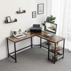 Rohový pracovný stôl Lera, 138 cm, hnedá/čierna - 4
