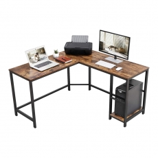 Rohový pracovný stôl Lera, 138 cm, hnedá/čierna - 8