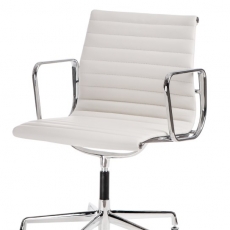 Konferenčná stolička Magnum, pravá koža, biela - 1