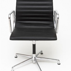 Konferenčná stolička Magnum, pravá koža, čierna - 2