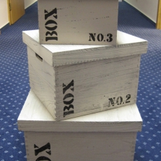 Sada 3 úložných krabic s víkem Wood No. 1,2,3, čtverce - 1