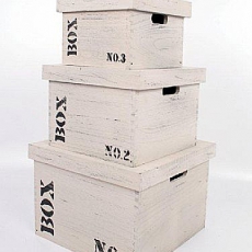 Sada 3 úložných krabic s víkem Wood No. 1,2,3, čtverce - 4