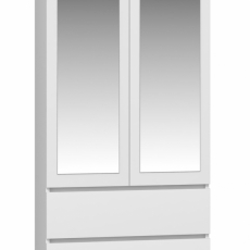 Šatní skříň Lustro, 180 cm, bílá  - 2