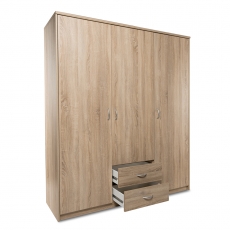 Šatní skříň s dveřmi a zásuvkami Haven, 188x160 cm, Sonoma dub - 2