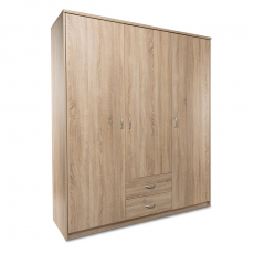 Šatní skříň s dveřmi a zásuvkami Haven, 188x160 cm, Sonoma dub - 1
