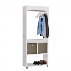 Šatník na kolečkách Xaver, 180 cm, bílá - 1