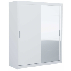 Šatníková skriňa Lustro II, 216 cm, biela matná