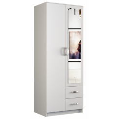 Šatníková skriňa Romana II, 205 cm, biela