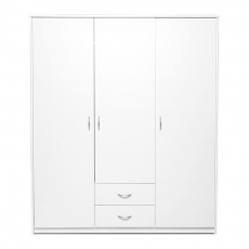 Šatníková skriňa s dverami a zásuvkami Haven, 188x160 cm, biela - 4