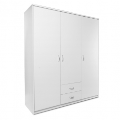 Šatníková skriňa s dverami a zásuvkami Haven, 188x160 cm, biela