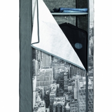 Šatníková textilná skriňa Horizonta, 160 cm, sivá/čierna - 1