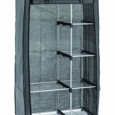 Šatníková textilné skriňa Peyton, 170 cm, sivá/čierna - 1