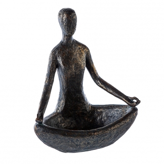 Sedící figura s miskou Yoga, 24 cm