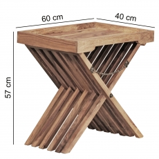 Servírovací / odkladací stolík Mumbai skladací, 60 cm, masív agát - 1