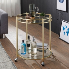 Servírovací stolek Gabi, 75 cm, zlatá / čirá - 2