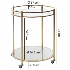 Servírovací stolek Gabi, 75 cm, zlatá / čirá - 4