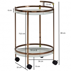 Servírovací stolek Hariet, 80 cm, zlatá - 4