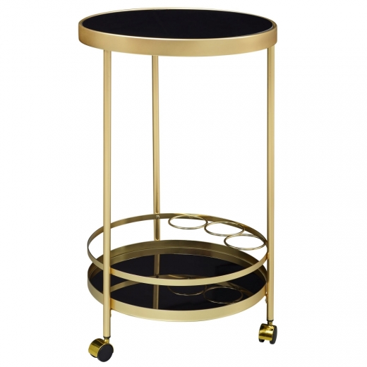 Servírovací stolek Helm, 76 cm, zlatá / černá - 1