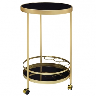 Servírovací stolek Helm, 76 cm, zlatá / černá