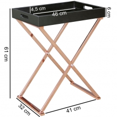 Servírovací stolek Lola, 61 cm, černá / měděná - 3