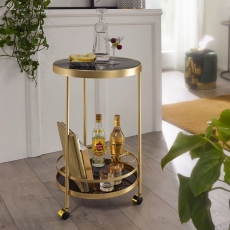 Servírovací stolík Helm, 76 cm, zlatá/čierna - 2