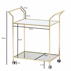 Servírovací vozík Fines, 78 cm, zlatá - 4