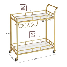 Servírovací vozík Holder, 77 cm, zlatá - 2