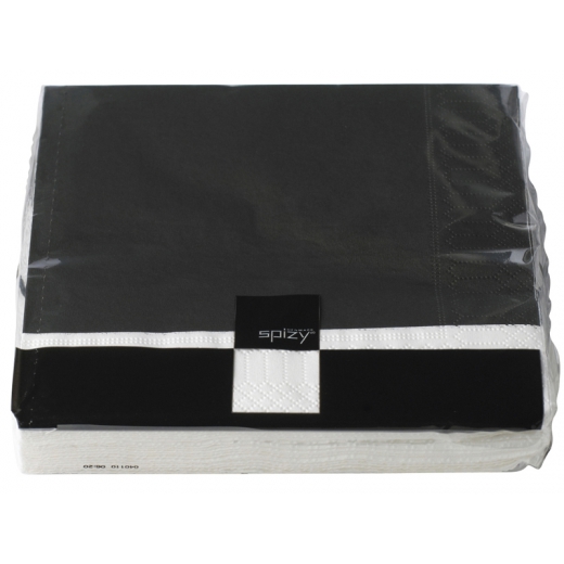 Servítky 33x33 cm, čierna/biely lem - 1