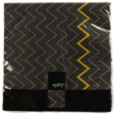 Servítky 33x33 cm, čierna s krivkami - 1