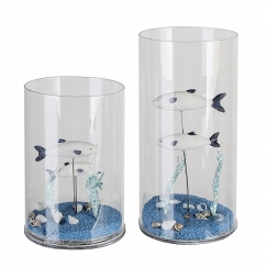 Sklenená dekorácia Aquarium, 15 cm, viacfarebná