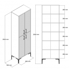 Skříň Berlin, 200 cm, šedá - 6