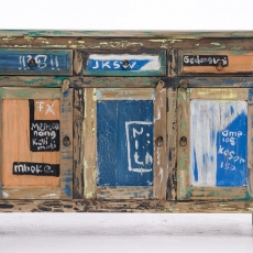 Skříň teaková s dveřmi a zásuvkami Slatte, 121 cm - 2