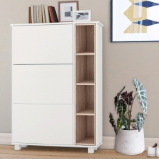 Skrinka na topánky Paker, 130 cm, biela/dub - 2