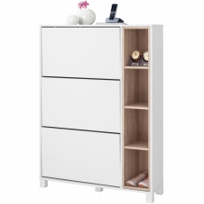 Skrinka na topánky Paker, 130 cm, biela/dub - 4