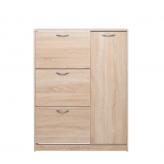 Skrinka na topánky s výklopnými zásuvkami a dverami Maine, 129 cm, dub - 1