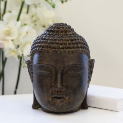 Soška Buddha hlava, 24 cm, hnědá